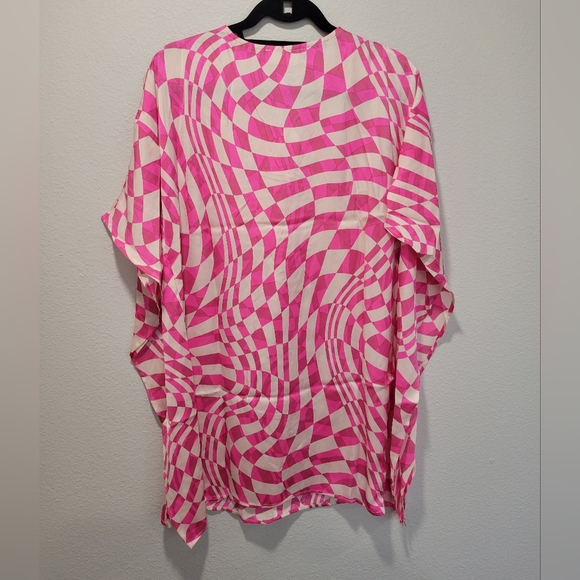 Women's Pink Shift Woven Print Dress Small Summer Vacation Beachy‎ - Picture 2 of 8